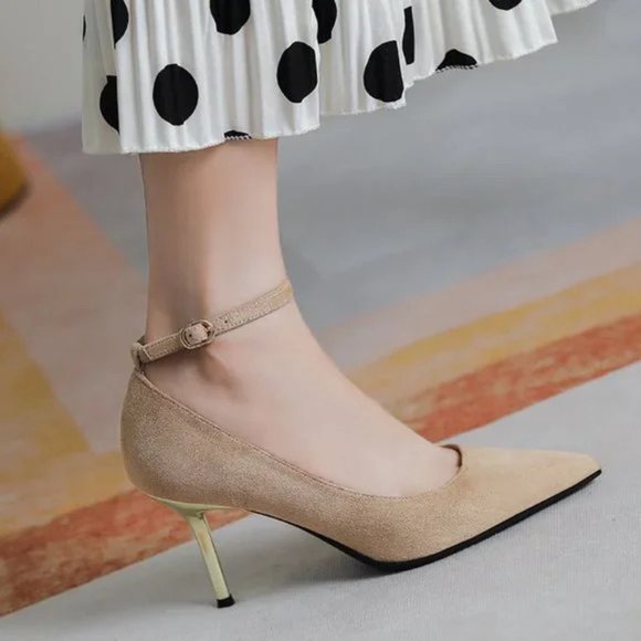 One word with high heels, fluffy professional single shoes - Picture 5 of 6